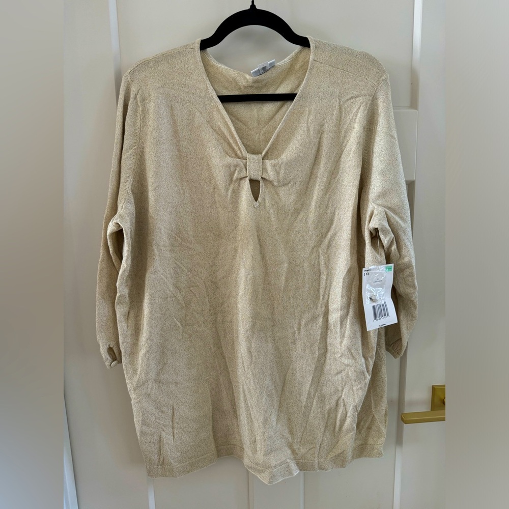 NWT Jaclyn Smith blouse women’s glitter gold 1X